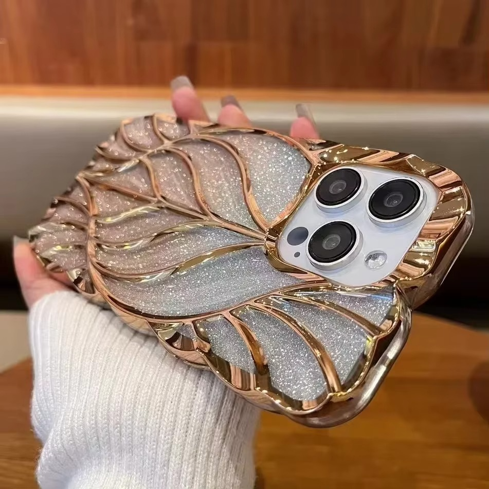 iPhone 15 Series Luxury Electroplated Leaf Case