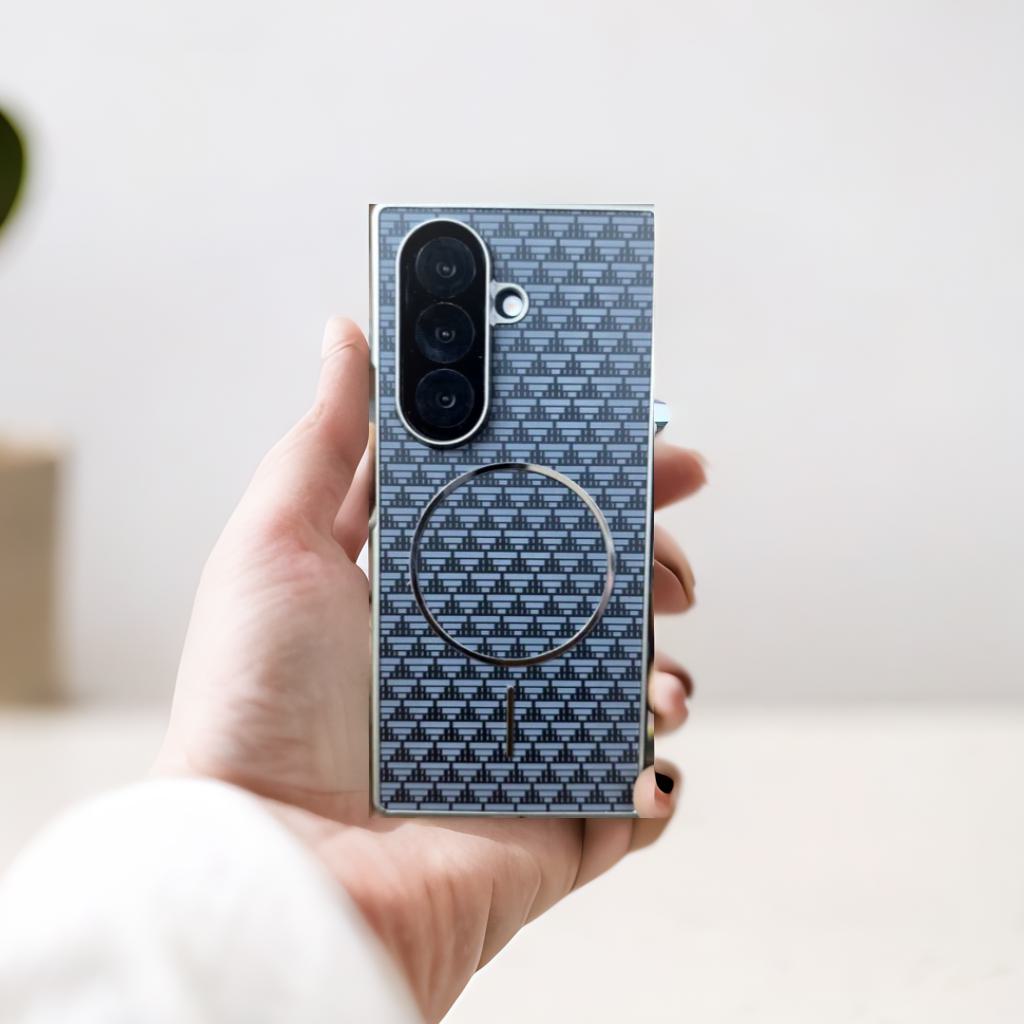 Fine Circle Carbon Fiber Pattern Magnetic Protection Case