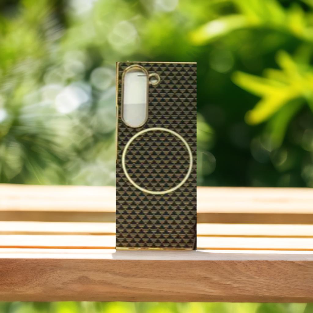 Fine Circle Carbon Fiber Pattern Magnetic Protection Case