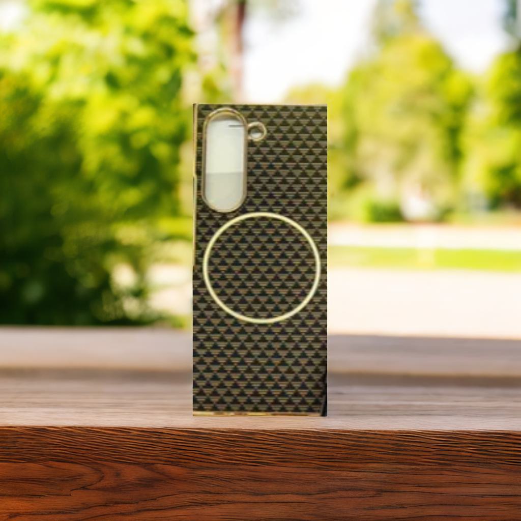 Fine Circle Carbon Fiber Pattern Magnetic Protection Case