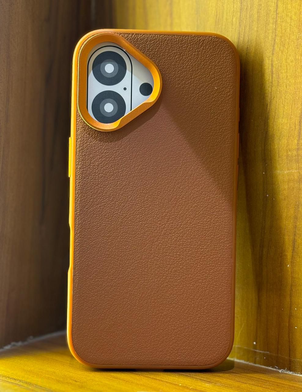 iPhone 16 Series Leather Texture Bumper Shell Shockproof Lens Case