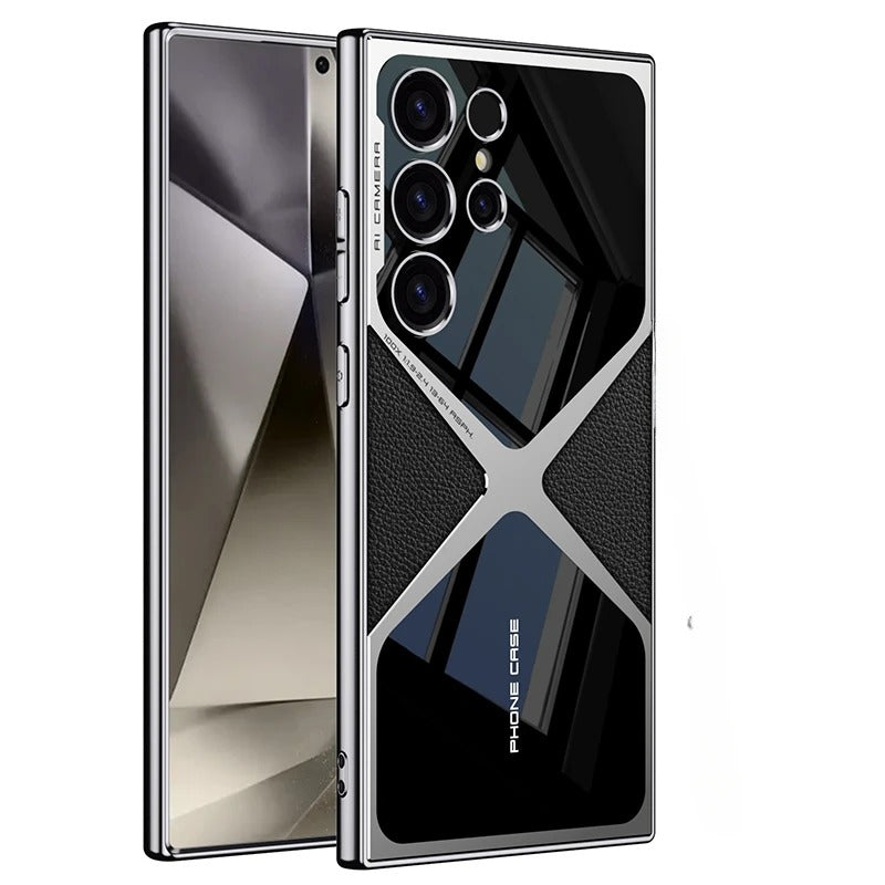 Original X Pattern Electroplating Leather Texture Case