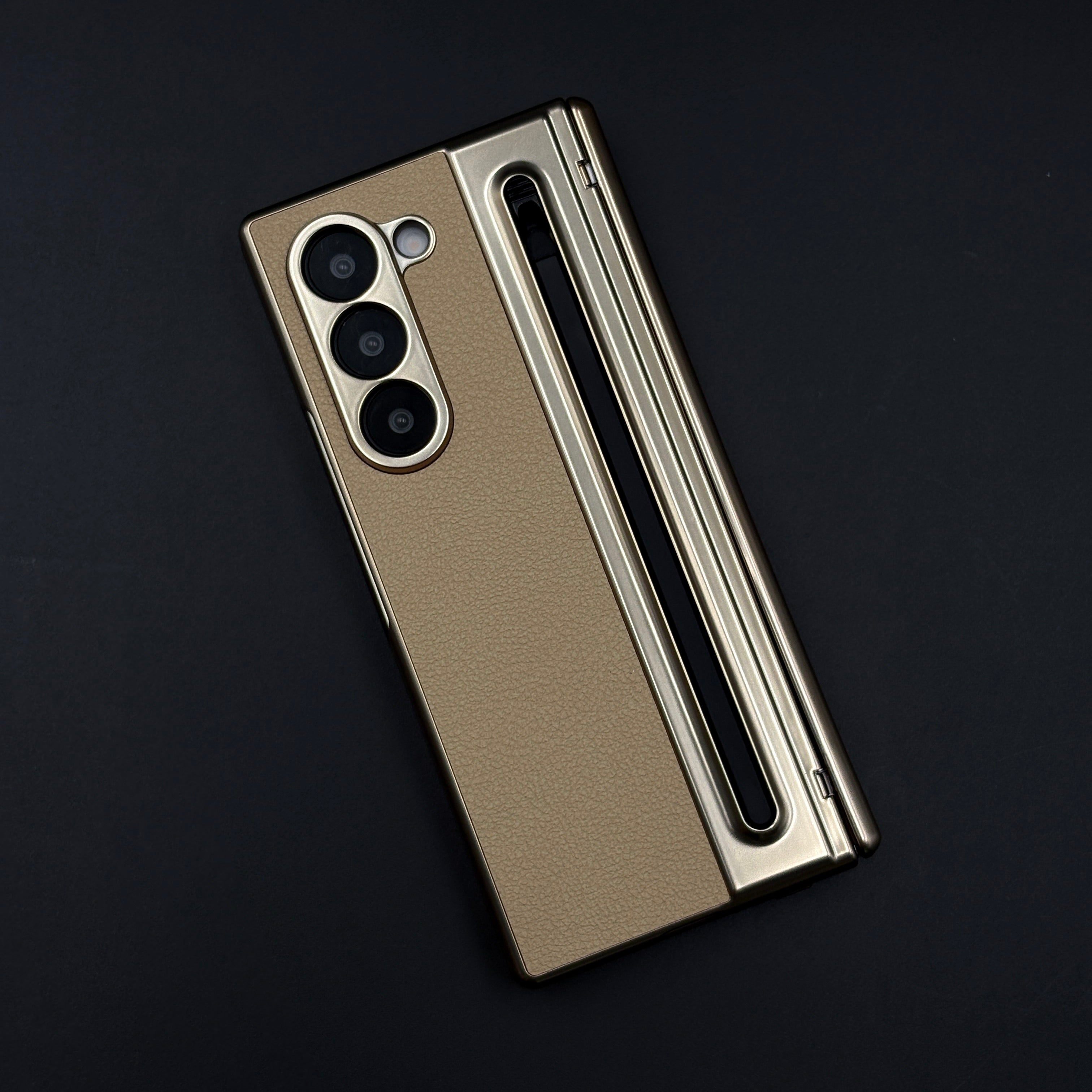 Hinge Leather Texture & Camera Protection Case With Pen Side ( With Fr ...