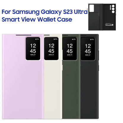 Smart View Wallet Flip Case For Samsung Galaxy S23 Ultra/S24 Ultra