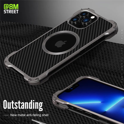 iPhone 15 Series Dissipation Metal High-end Carbon Fiber Pattern Back Panel