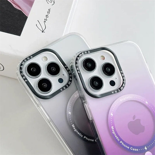 iPhone 15 Series Luxury Gradient Matte Transparent Shockproof Case