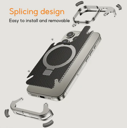 iPhone 15 Series Dissipation Metal High-end Carbon Fiber Pattern Back Panel