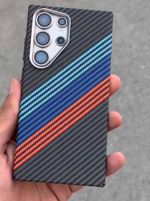 Ultra Thin Carbon Fibre Pattern Metal Lens Hard Case