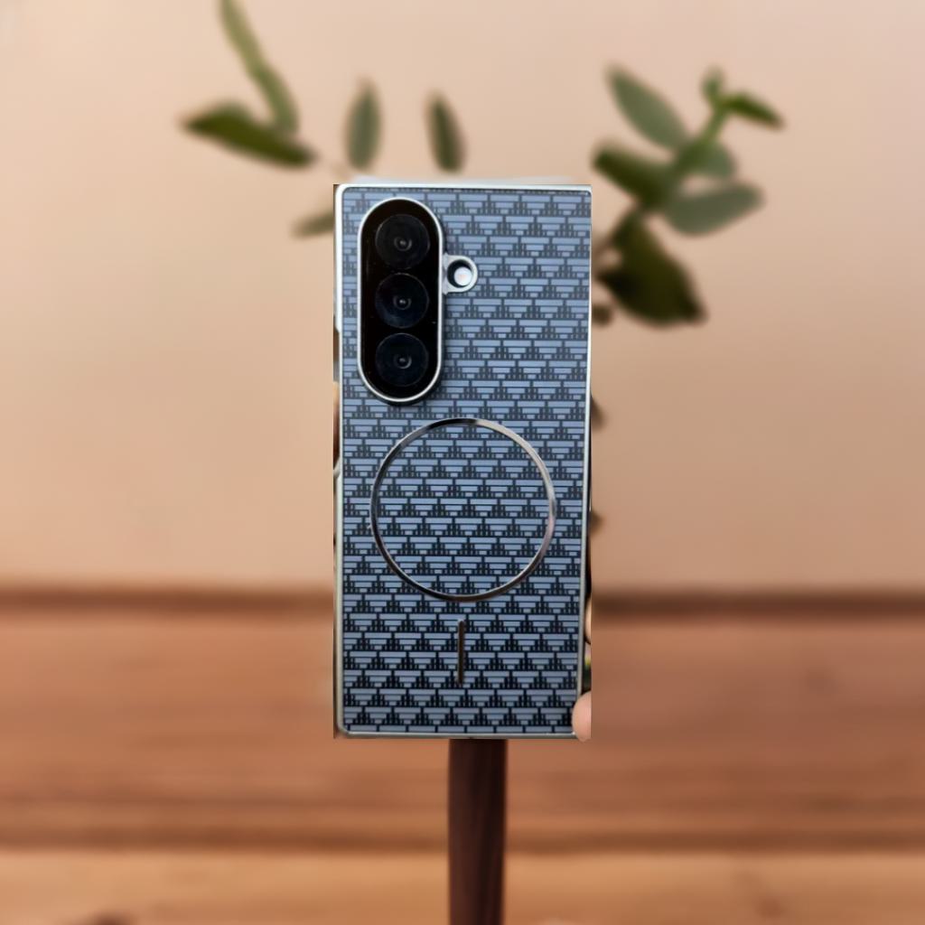 Fine Circle Carbon Fiber Pattern Magnetic Protection Case