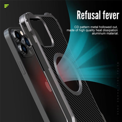 iPhone 15 Series Dissipation Metal High-end Carbon Fiber Pattern Back Panel