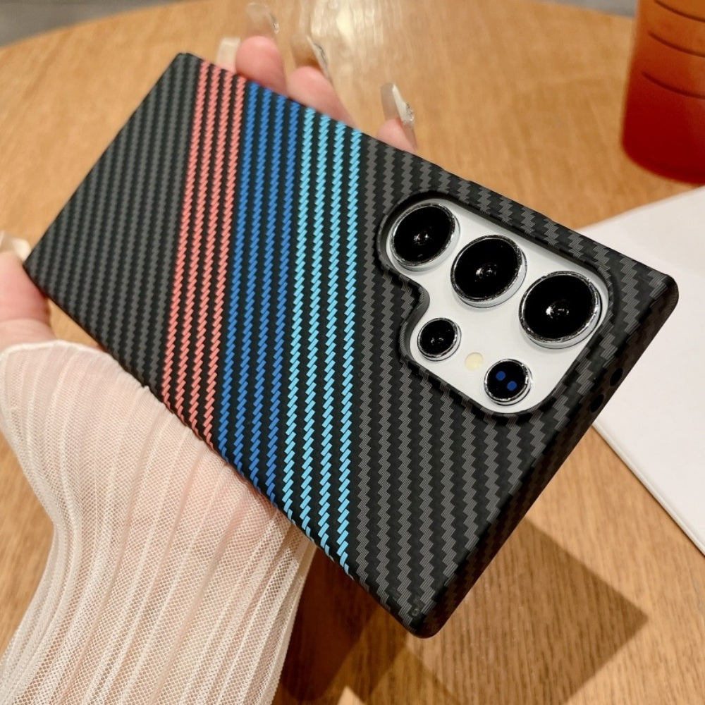 Ultra Thin Carbon Fibre Pattern Metal Lens Hard Case
