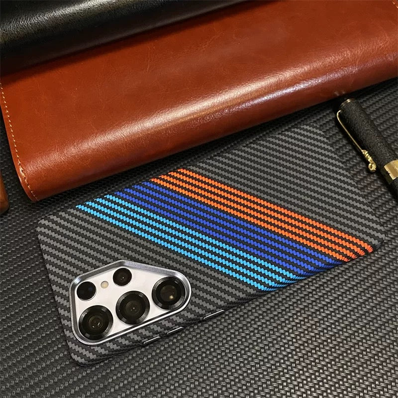 Ultra Thin Carbon Fibre Pattern Metal Lens Hard Case