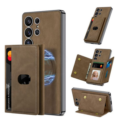 Galaxy S25 Ultra Magnetic Detachable Card Wallet Leather Case